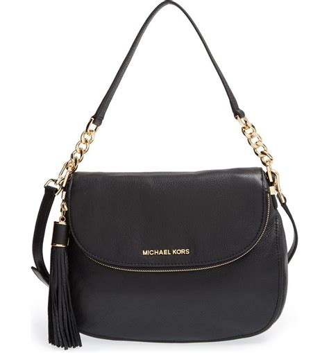 Michael Kors Bedford Tassel Black Leather Convertible Shoulder 